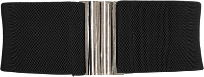 Grace Karin Wide Stretchy Vintage Waist Belt with Metal Buckle Muticolored CL409 Apparel & Accessories > Clothing Accessories > Belts GRACE KARIN Black X-Large 