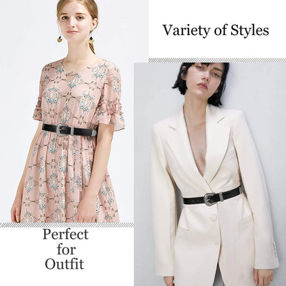 Women Leather Belts Ladies Vintage Western Design Black Waist Belt for Pants Jeans Dresses Apparel & Accessories > Clothing Accessories > Belts KYLIE MAX   
