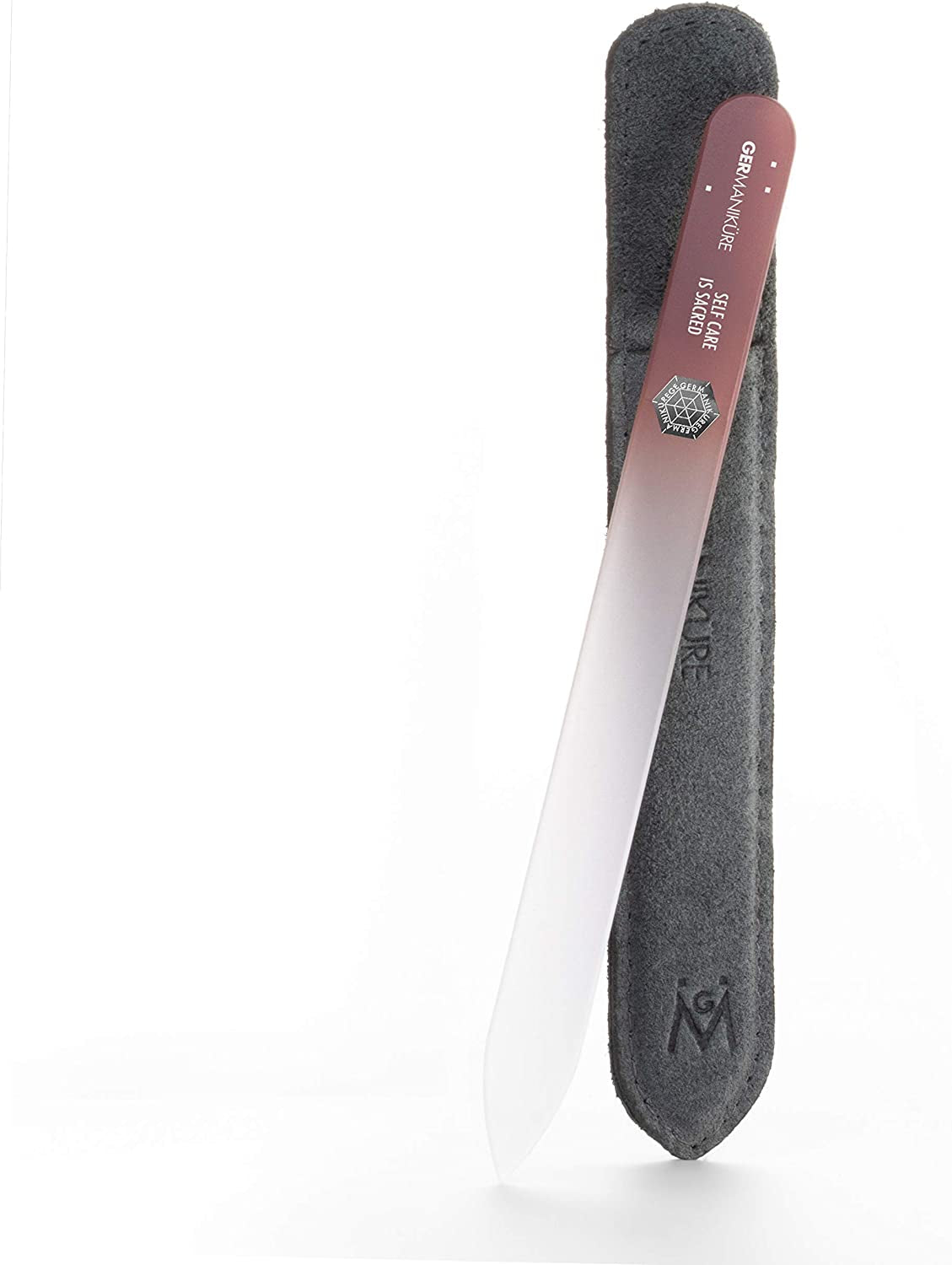 GERMANIKURE Mantra Glass Nail File in Suede Case, Ethically Made in Czech Republic - Professional Manicure & Pedicure Tools for Smooth Easy Shaping of Natural Fingernails Health & Beauty > Personal Care > Cosmetics > Cosmetic Tools > Nail Tools GERmanikure Self Care is Sacred  