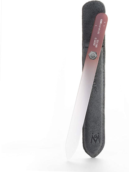 GERMANIKURE Mantra Glass Nail File in Suede Case, Ethically Made in Czech Republic - Professional Manicure & Pedicure Tools for Smooth Easy Shaping of Natural Fingernails Health & Beauty > Personal Care > Cosmetics > Cosmetic Tools > Nail Tools GERmanikure Self Care is Sacred  