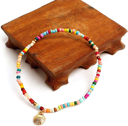 Shegirl Boho Beaded Anklet Bracelet Gold Shell Anklet Chain Colorful Beaded Foot Jewelry for Women and Girls Apparel & Accessories > Jewelry > Anklets Shegirl   