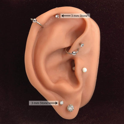 Bodyj4You 3PC Labret Tragus Stud Earrings | 16G Surgical Stainless Steel CZ Crystal | Monroe Helix Cartialge Conch Medusa Lip | Body Piercing Jewelry Set Apparel & Accessories > Jewelry > Body Jewelry BodyJ4You   