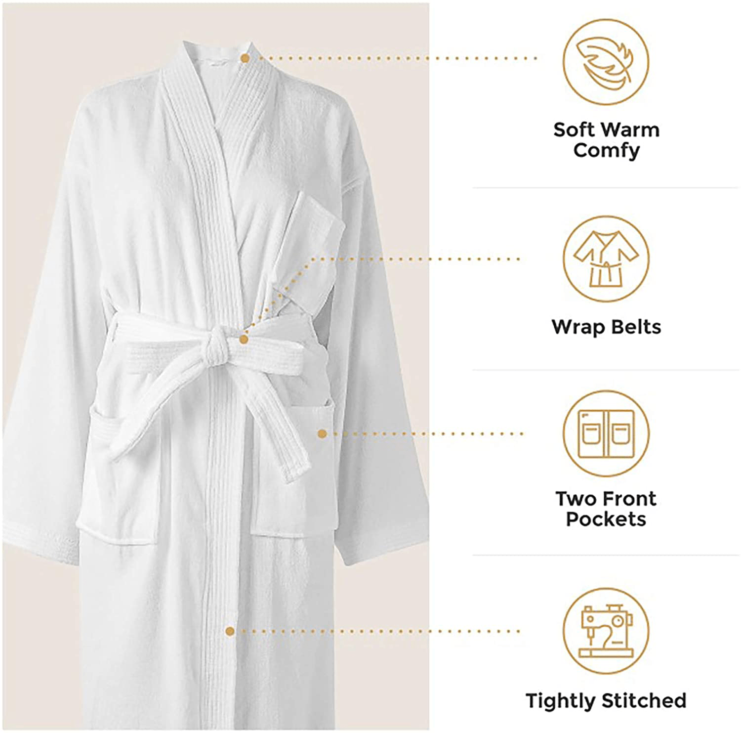 Acanva Women'S & Men'S Terry Robe Plush Cotton Spa Kimono Bathrobe Apparel & Accessories > Clothing > Sleepwear & Loungewear > Robes Kylie Max   
