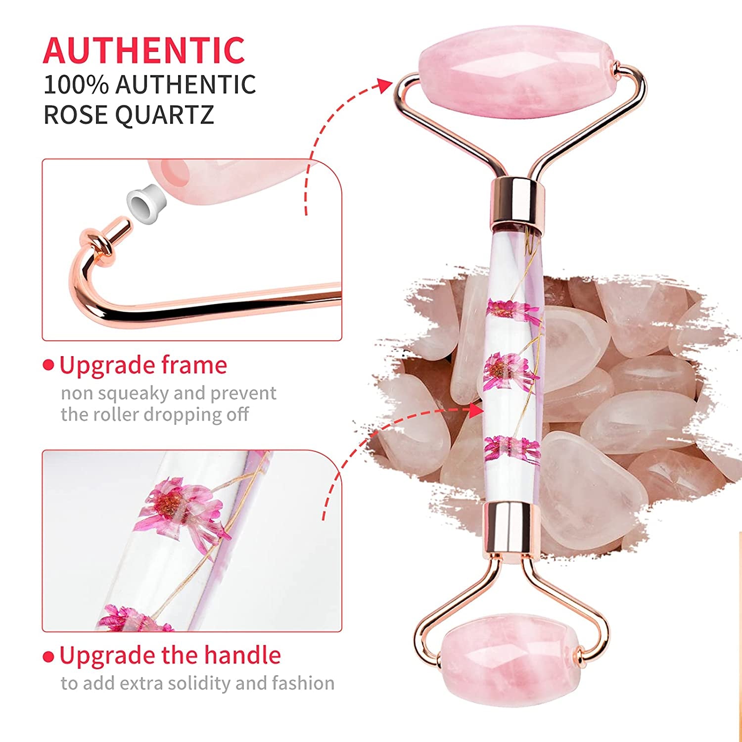 Guasha Tool for Face, Jade Roller and Gua Sha Set, Pink Facial Roller Skin Care Tool, for Face, Eye Massage (Rose Quartz) Health & Beauty > Personal Care > Cosmetics > Cosmetic Tools > Skin Care Tools MUSTHEO   