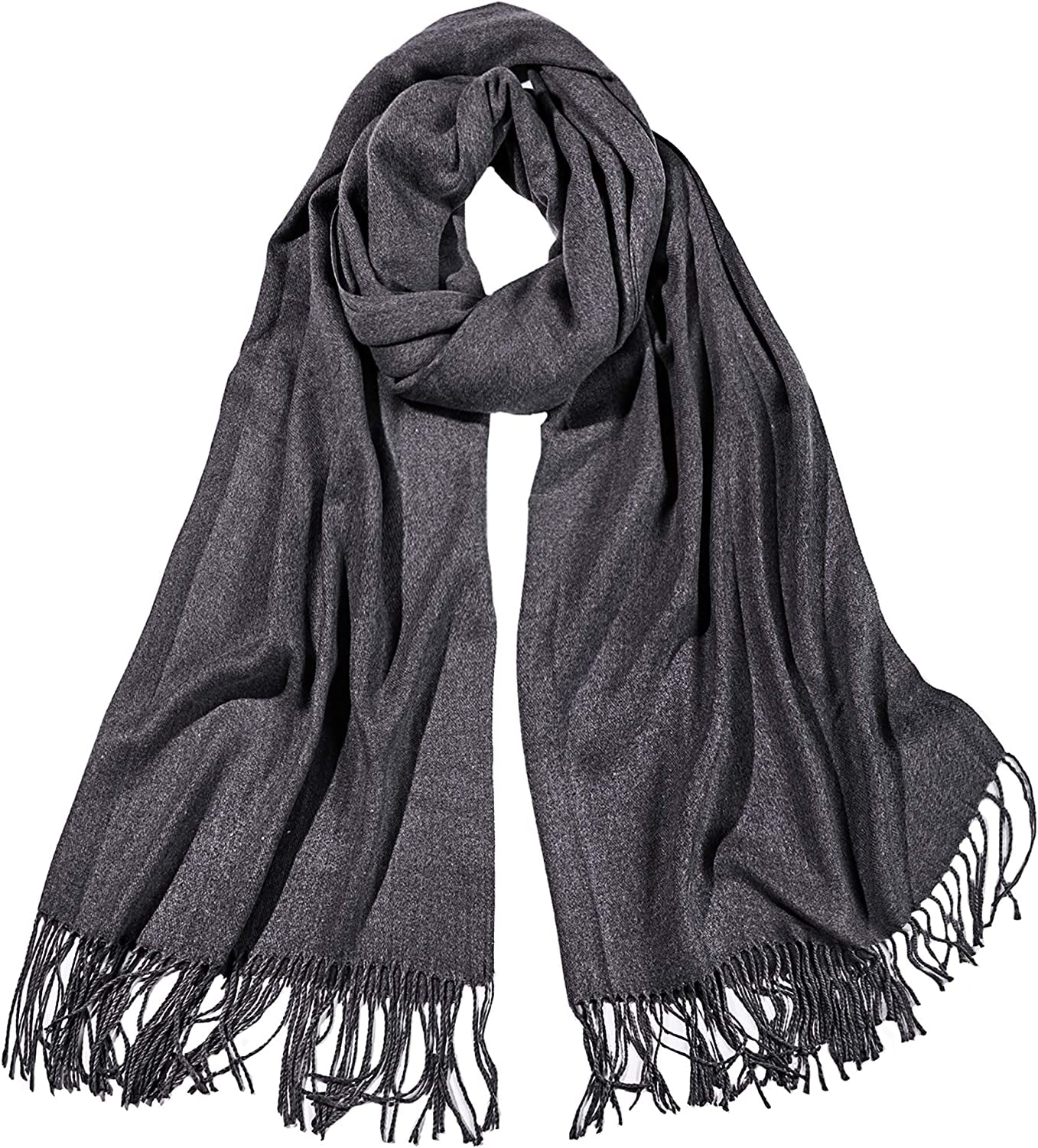 SOJOS Women Large Soft Cashmere Feel Pashmina Shawls and Wraps Winter Scarf for Evening Dresses SC304 Apparel & Accessories > Clothing Accessories > Scarves & Shawls SOJOS 304c5 Dark grey  