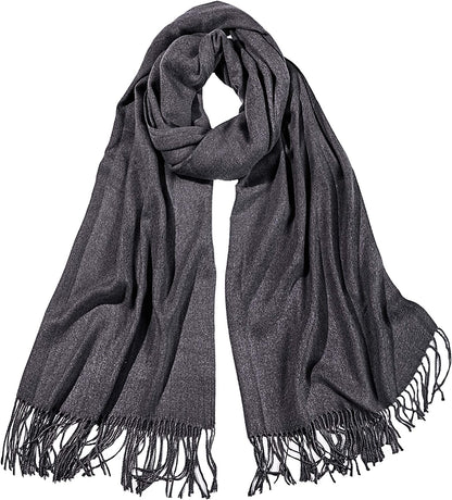 SOJOS Women Large Soft Cashmere Feel Pashmina Shawls and Wraps Winter Scarf for Evening Dresses SC304 Apparel & Accessories > Clothing Accessories > Scarves & Shawls SOJOS 304c5 Dark grey  