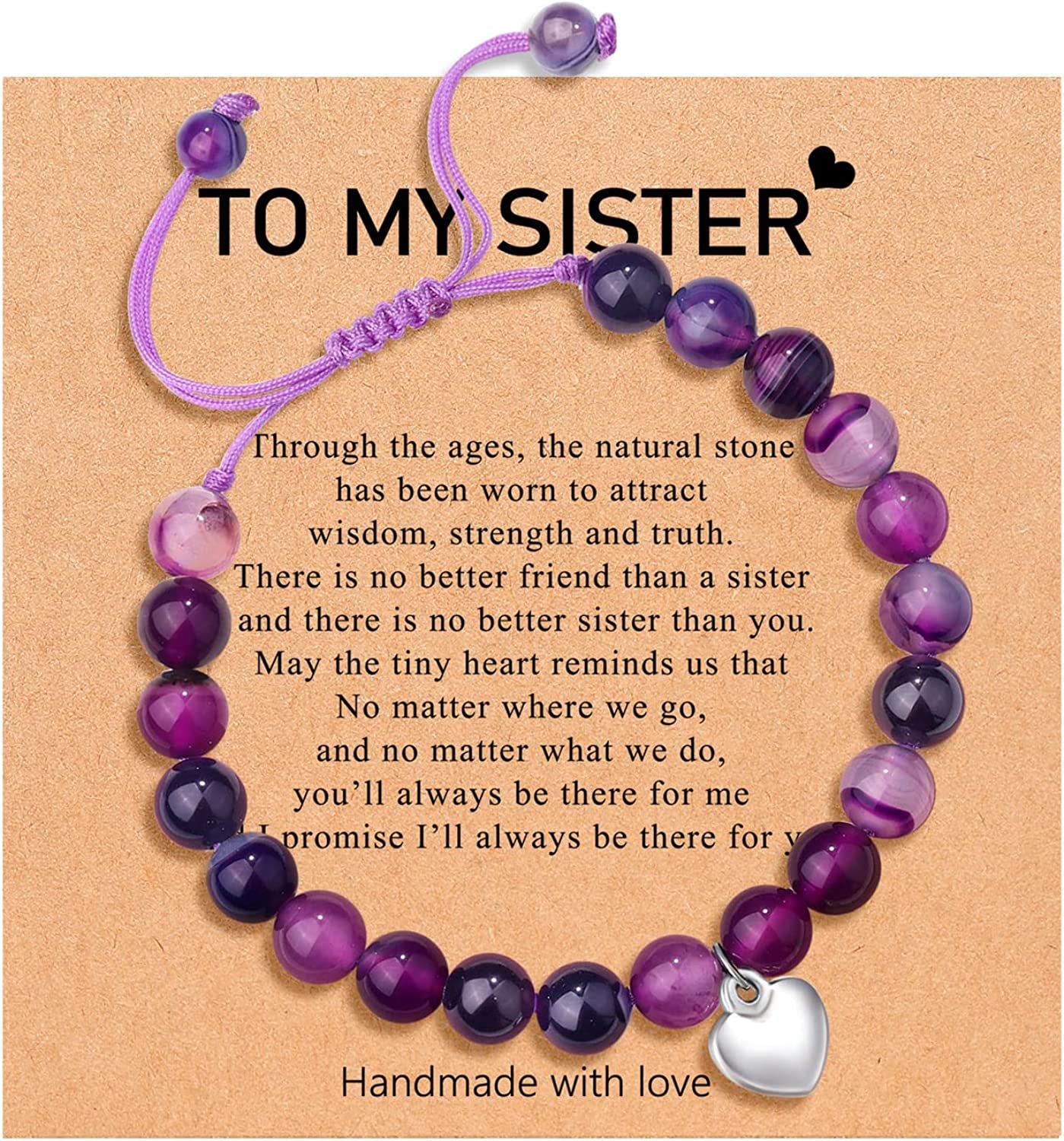 UNGENT THEM Sister/Sister in Law/Unbiological Sister/Big Sister/Best Friend/Friendship Bracelets for Women Birthday Christmas Valentine'S Day Gifts Apparel & Accessories > Jewelry > Bracelets UNGENT THEM Sister-Purple(adjustable)  