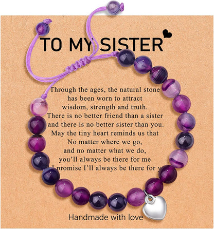 UNGENT THEM Sister/Sister in Law/Unbiological Sister/Big Sister/Best Friend/Friendship Bracelets for Women Birthday Christmas Valentine'S Day Gifts Apparel & Accessories > Jewelry > Bracelets UNGENT THEM Sister-Purple(adjustable)  