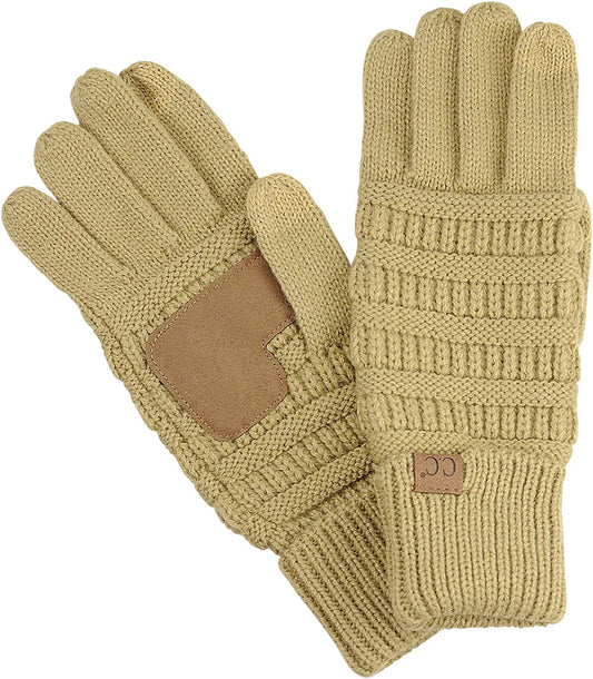 C.C Unisex Cable Knit Inner Lined Anti-Slip Touchscreen Texting Gloves Apparel & Accessories > Clothing Accessories > Gloves & Mittens C.C Camel  