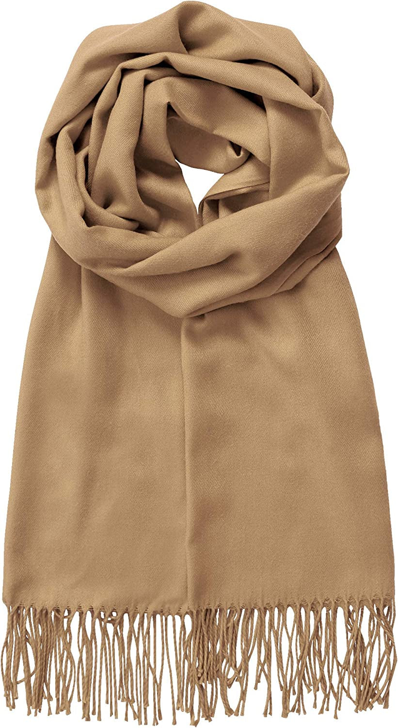Made by Johnny Unisex Large Lightweight Soft Silky Real Cashmere Shawl Wrap Scarf Apparel & Accessories > Clothing Accessories > Scarves & Shawls Made By Johnny Wsk2091_tan One_Size 