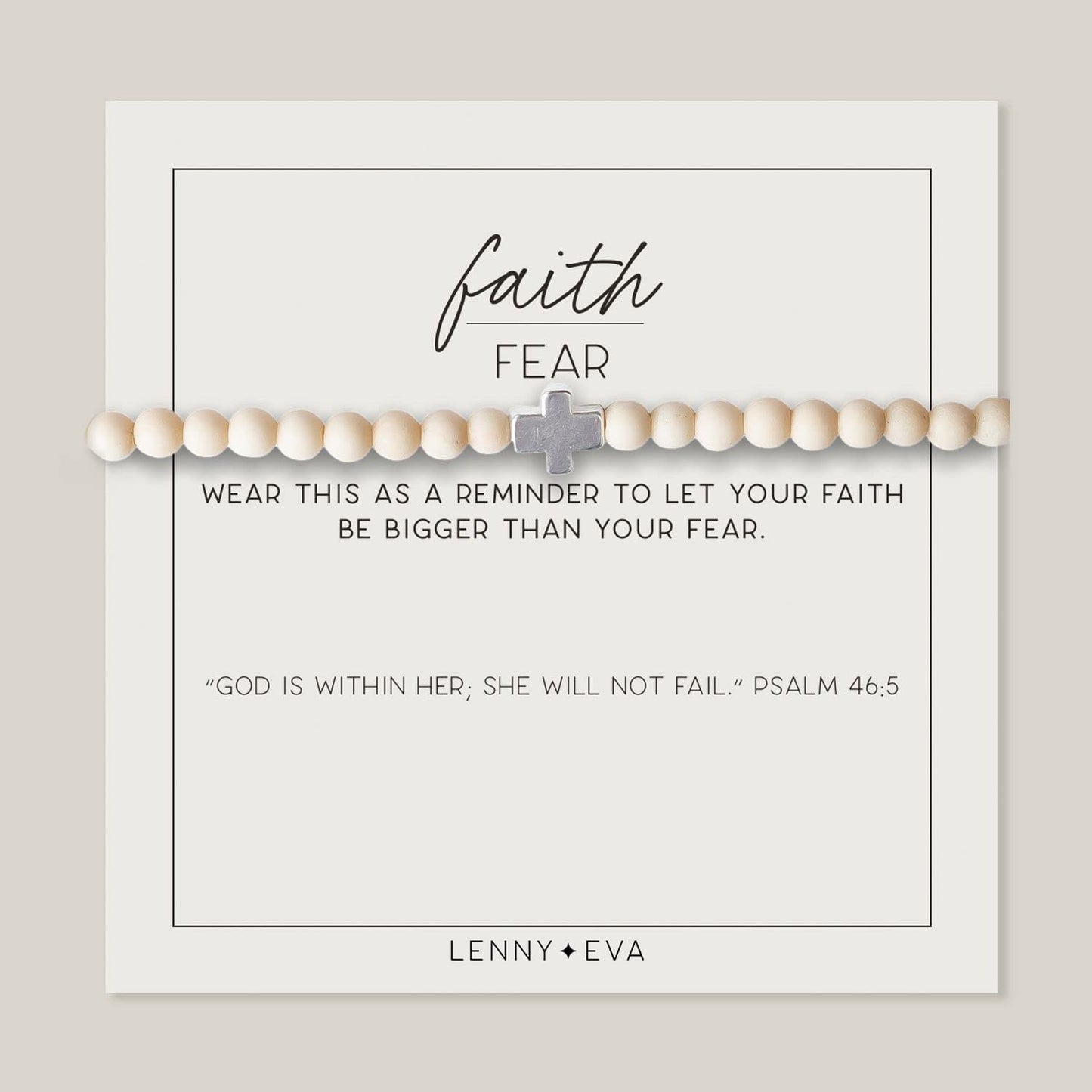 Lenny & Eva Faith over Fear Cross Stretchable Bracelets for Women, Inspirational Jewelry with Message on Card Apparel & Accessories > Jewelry > Bracelets Lenny & Eva Fossil Jasper-Silver Bracelet 