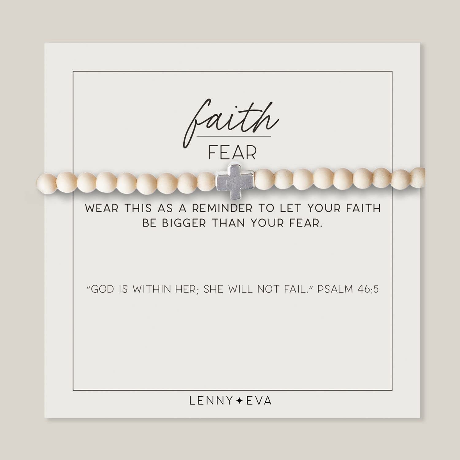 Lenny & Eva Faith over Fear Cross Stretchable Bracelets for Women, Inspirational Jewelry with Message on Card Apparel & Accessories > Jewelry > Bracelets Lenny & Eva Fossil Jasper-Silver Bracelet 