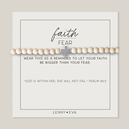 Lenny & Eva Faith over Fear Cross Stretchable Bracelets for Women, Inspirational Jewelry with Message on Card Apparel & Accessories > Jewelry > Bracelets Lenny & Eva Fossil Jasper-Silver Bracelet 