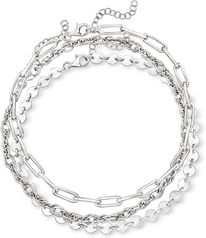 Ross-Simons Three Anklets Set Apparel & Accessories > Jewelry > Anklets Ross-Simons Sterling Silver 9.0 Inches 