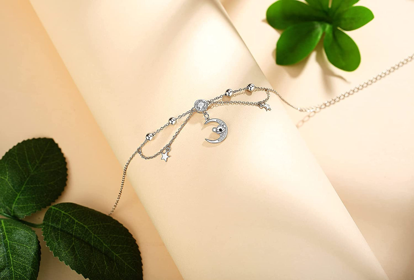 URMWMOO S925 Sterling Silver Sloth Necklace Purple Green Birthstone Moon Jewelry Keep Me in Your Heart Animal Pendant Necklaces Sloths Gifts for Women Girlfriend Apparel & Accessories > Jewelry > Anklets URMWMOO JEWELRY   