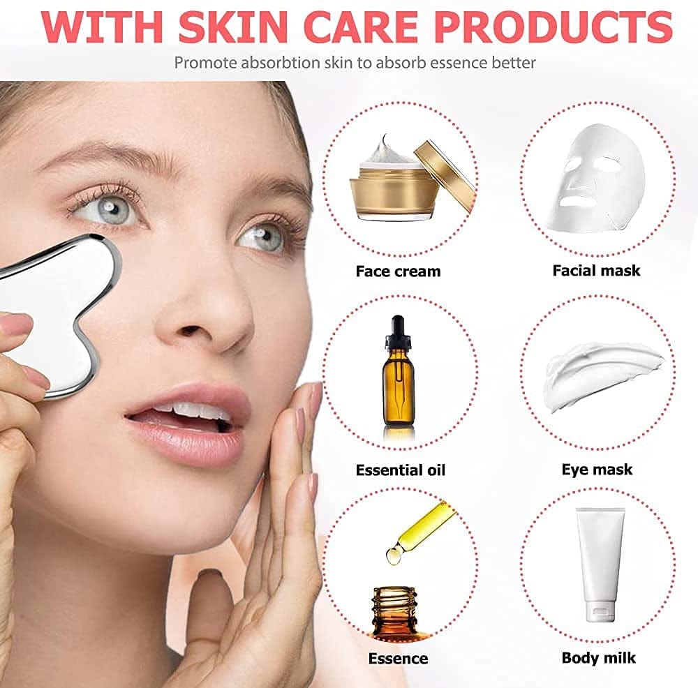 Accessorize Intl Gua Sha Facial Tools Scraping Massage Tool Stainless Steel SUS304 Smooth SPA Therapy for Face, Eye, Neck,Siliver Health & Beauty > Personal Care > Cosmetics > Cosmetic Tools > Skin Care Tools Accessorize Intl   