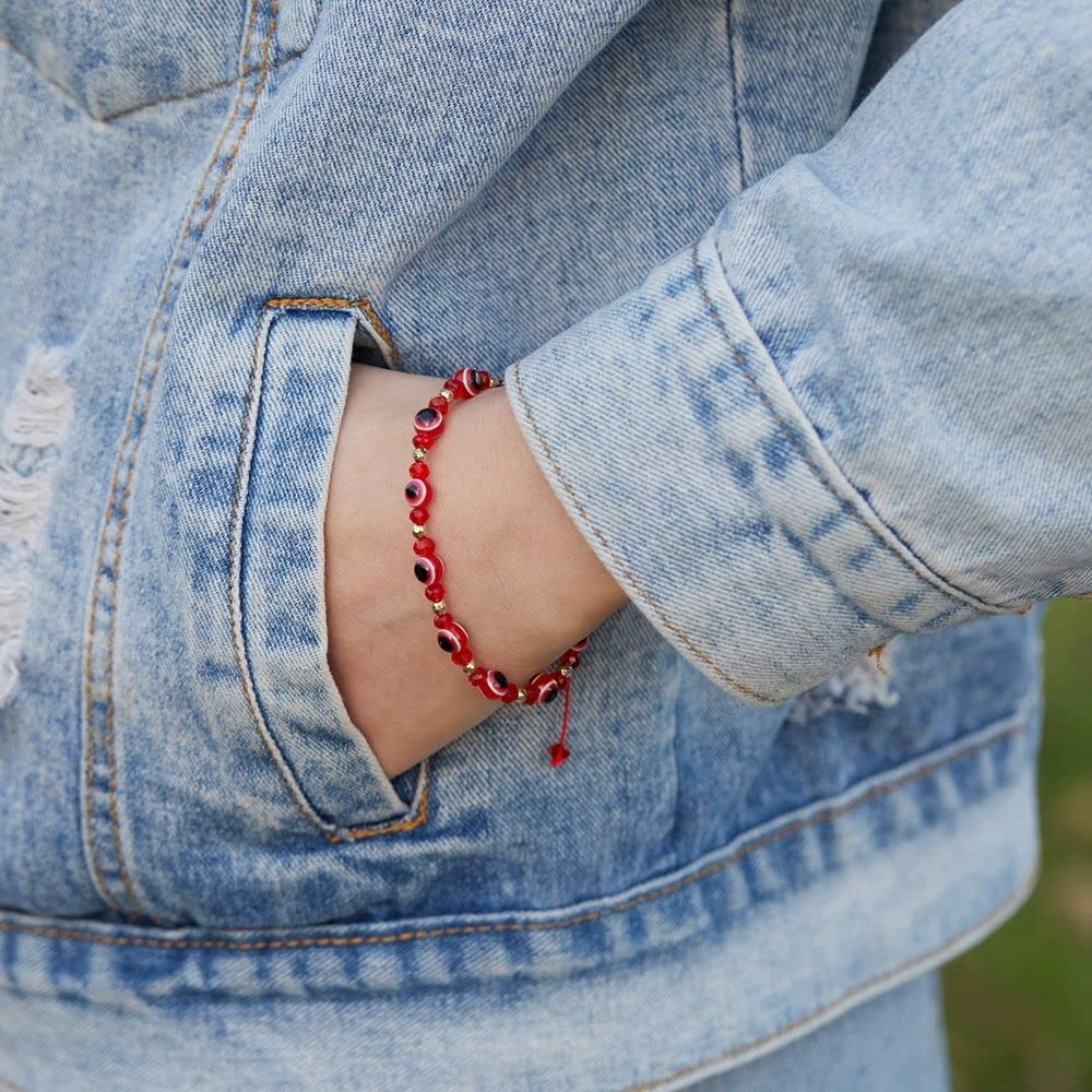 Evil Eye Beaded Bracelet Lucky Braid Rope Adjustable String Amulet Bracelet Retro Crystal Bead Friends Bracelet Jewelry for Women Men(Dark Blue) Apparel & Accessories > Jewelry > Bracelets Generic   