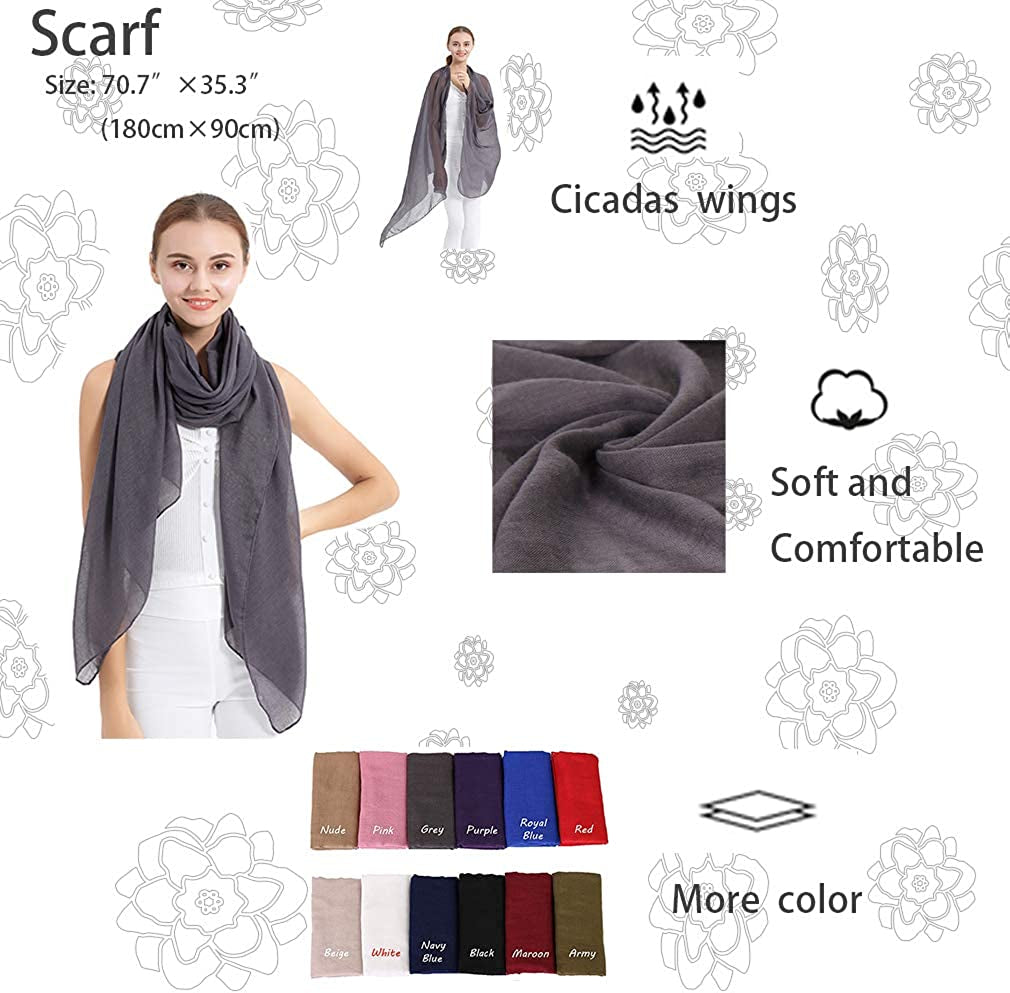 LMVERNA Women'S Long Scarf Solid Color Large Sheer Shawl Wraps for Evening Apparel & Accessories > Clothing Accessories > Scarves & Shawls LMVERNA   