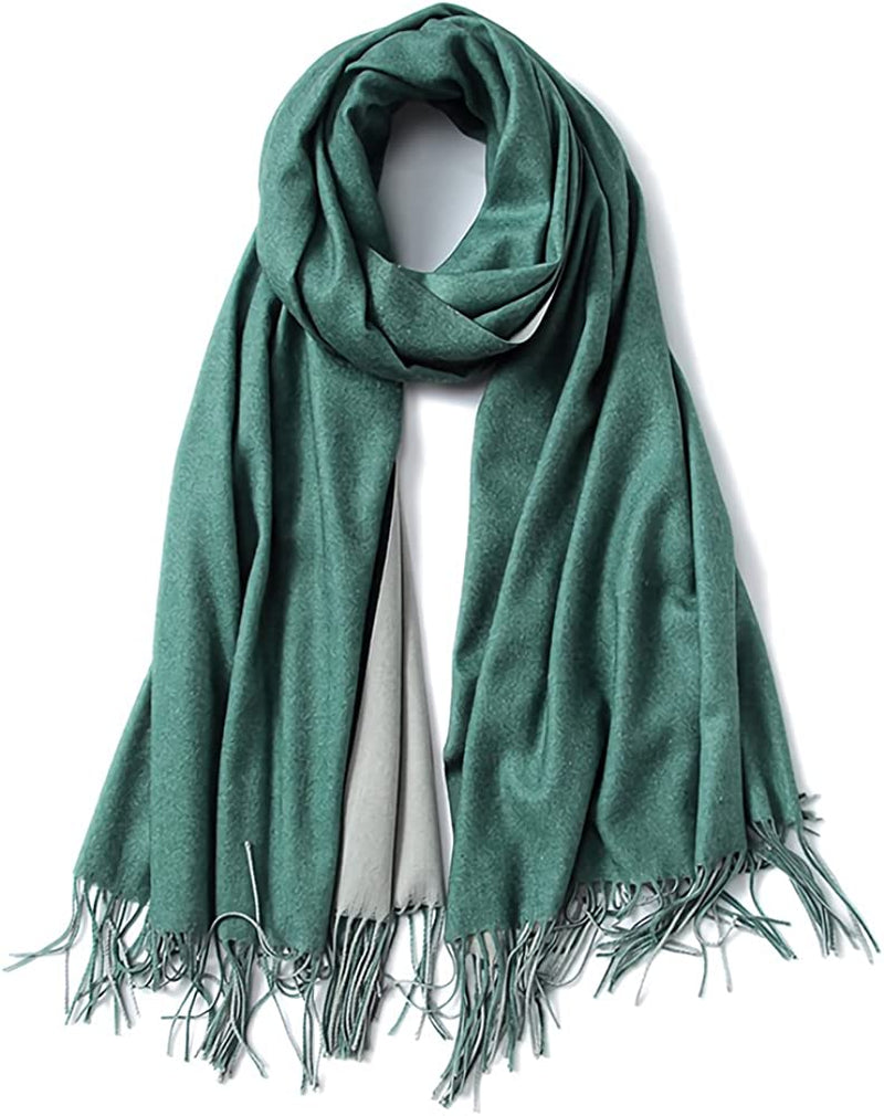 FORTREE Cashmere Feel Scarf - Lightweight Scarfs for Women, Large Soft 2 Tone Shawls and Wraps (10 Colors Available) Apparel & Accessories > Clothing Accessories > Scarves & Shawls FORTREE Green and Grey  