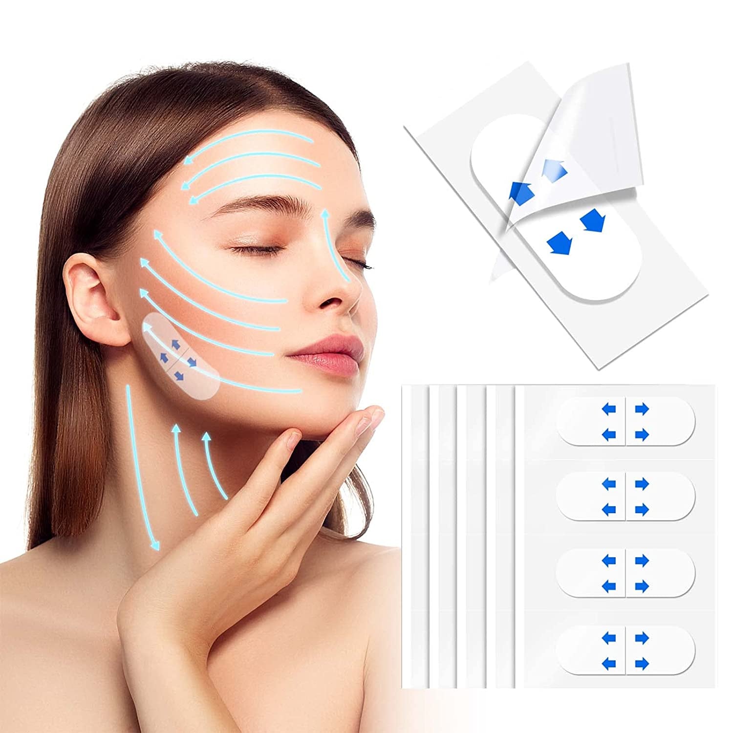 Face Lift Tape, High Elasticity and Waterproof Instant Face Lifting Sticker, Ultra-Thin Invisible Makeup Face Lift Tools for Hide Facial Wrinkles and Lifting Saggy Skin, 40 Pcs Health & Beauty > Personal Care > Cosmetics > Cosmetic Tools > Skin Care Tools Xshowsa   
