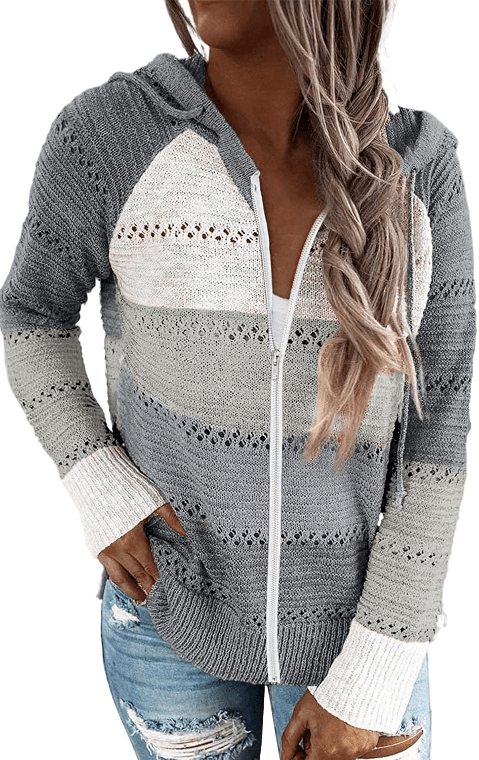 Acelitt Women Casual Long Sleeve Zip up Hooded Sweatshirt Hoodies, S-XXL Apparel & Accessories > Clothing > Activewear Kylie Max   