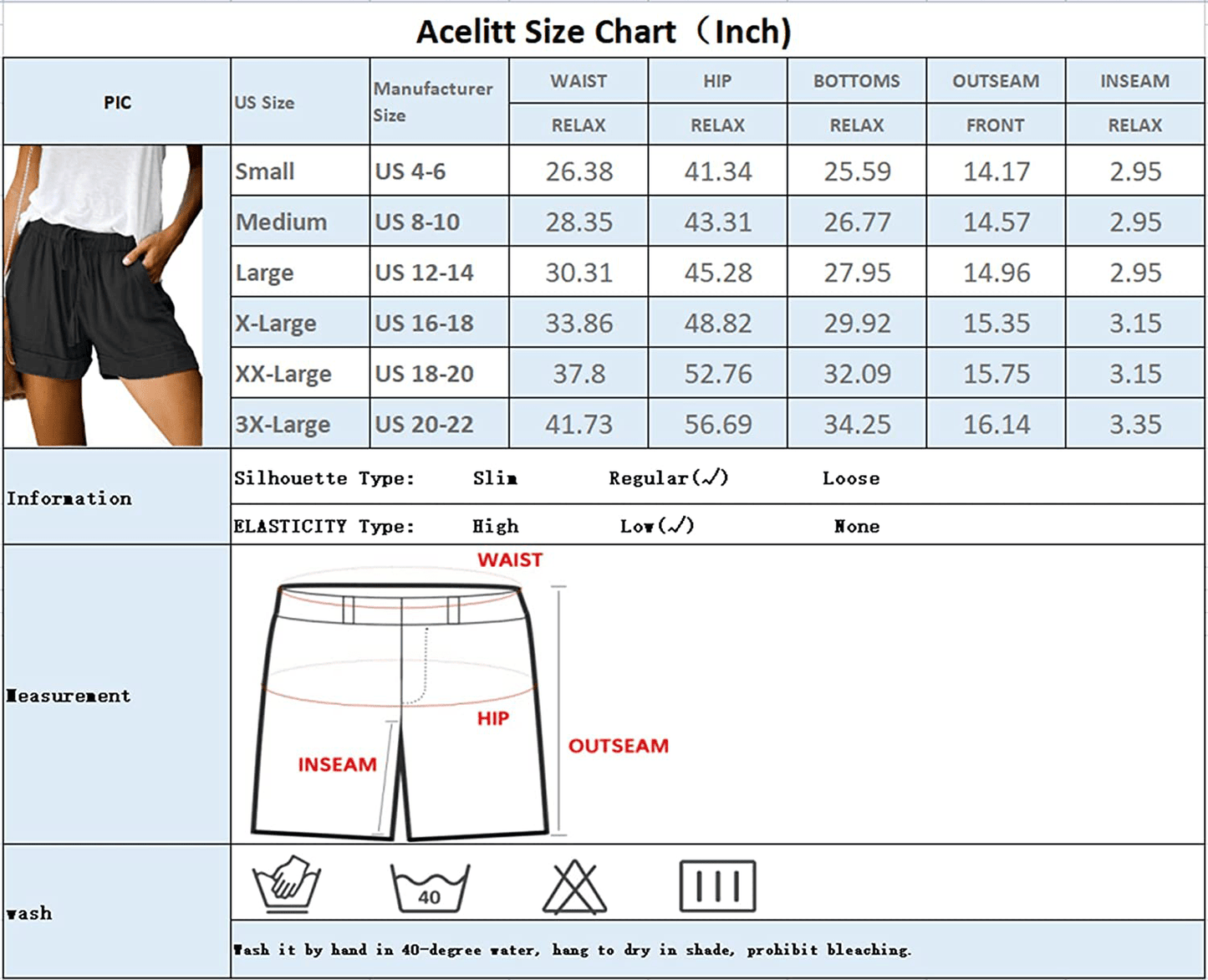 Acelitt Women Comfy Drawstring Casual Elastic Waist Pocketed Shorts,S-3Xl Apparel & Accessories > Clothing > Shorts Kylie Max   