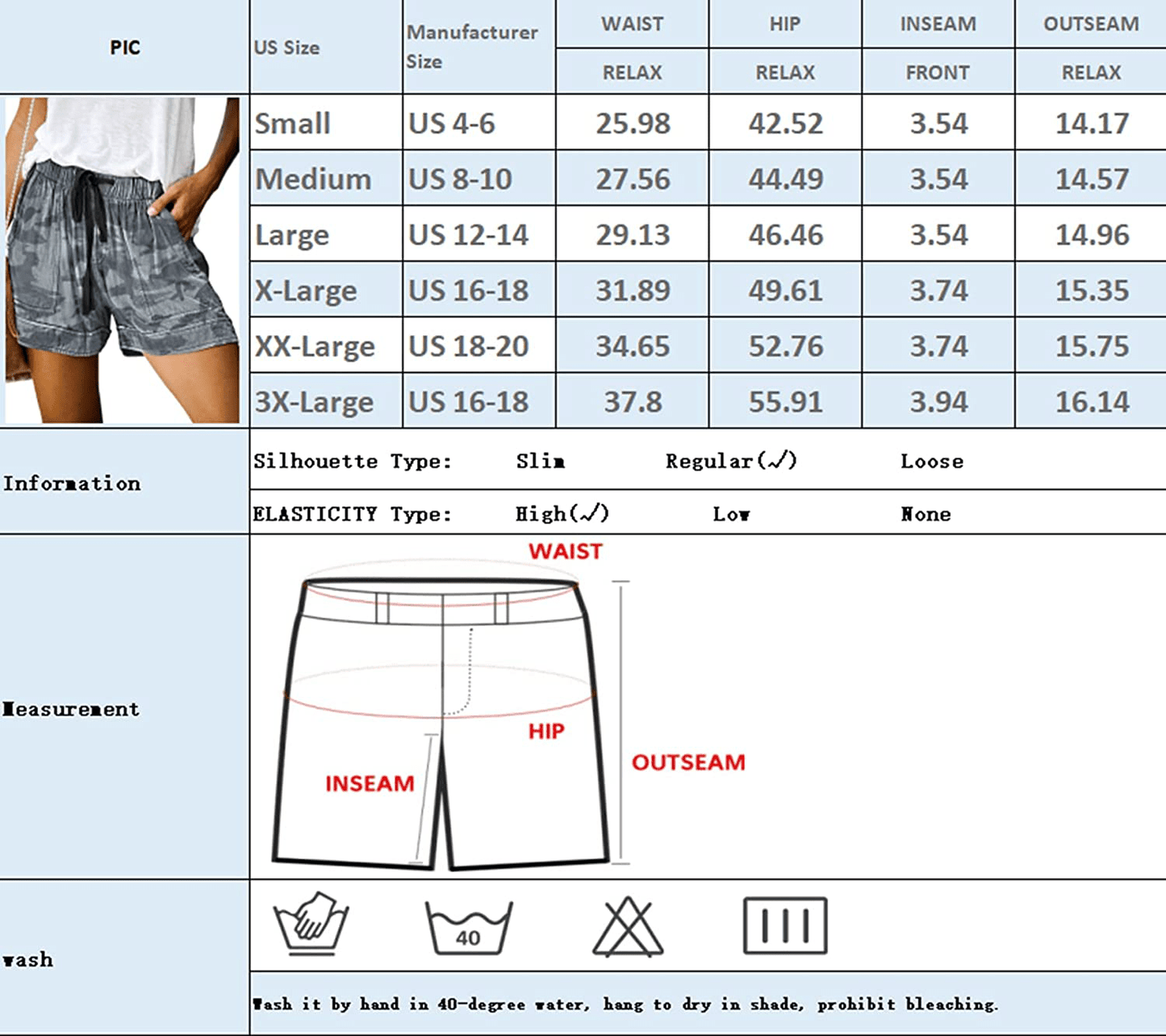 Acelitt Women Comfy Drawstring Casual Elastic Waist Pocketed Shorts,S-3Xl Apparel & Accessories > Clothing > Shorts Kylie Max   