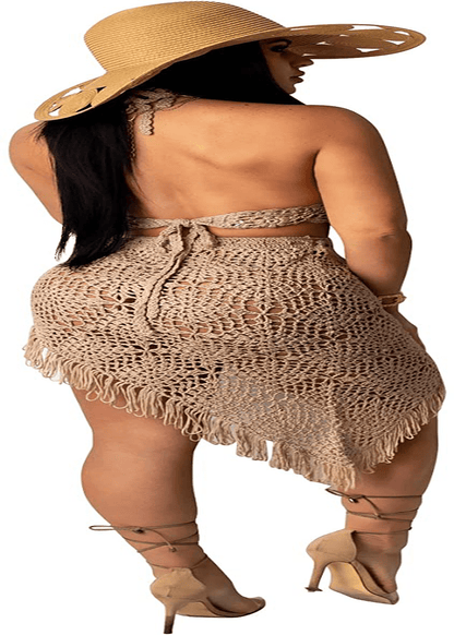 Acelyn Women'S Sexy Bathing Suit Handmade Crochet Tassel Bikini Cover up Swimsuit Summer Beach Dress Apparel & Accessories > Clothing > Swimwear Kylie Max   