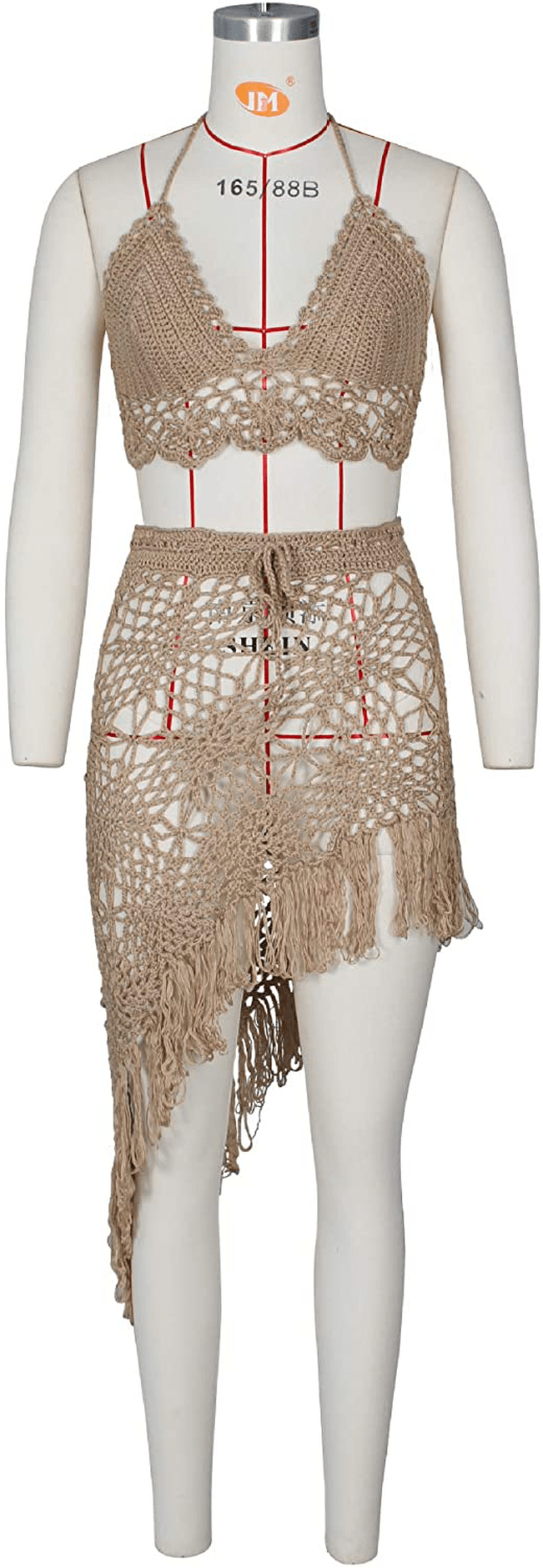 Acelyn Women'S Sexy Bathing Suit Handmade Crochet Tassel Bikini Cover up Swimsuit Summer Beach Dress Apparel & Accessories > Clothing > Swimwear Kylie Max   