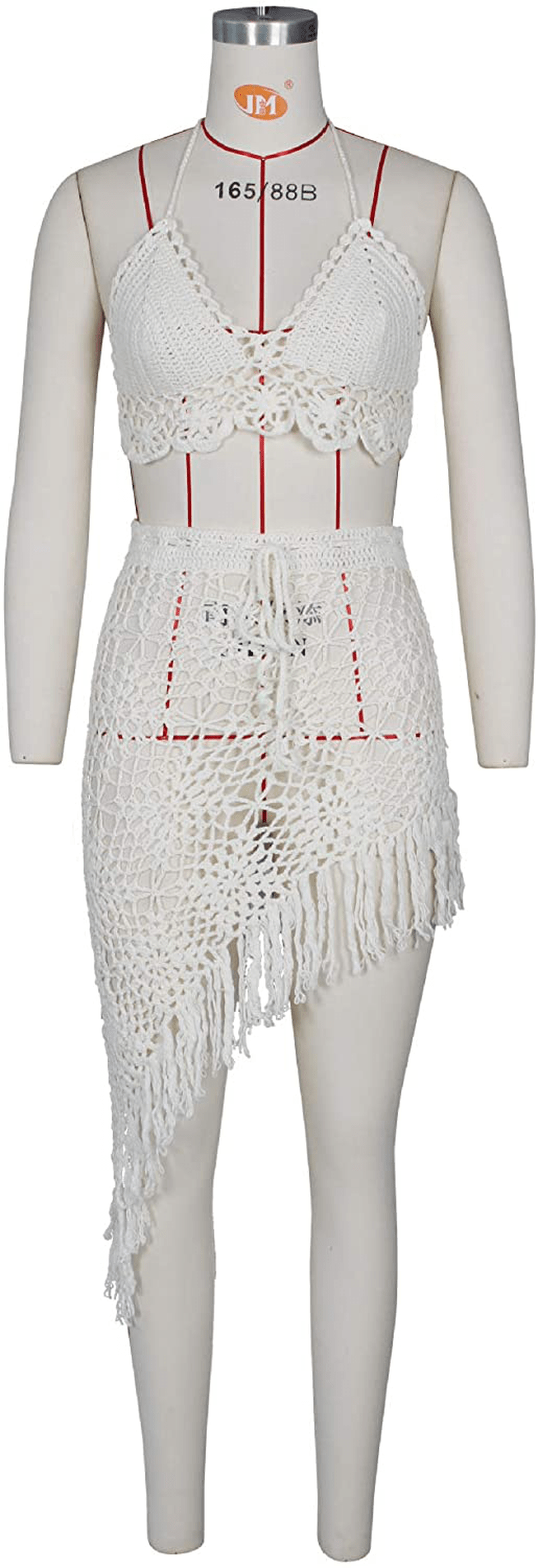 Acelyn Women'S Sexy Bathing Suit Handmade Crochet Tassel Bikini Cover up Swimsuit Summer Beach Dress Apparel & Accessories > Clothing > Swimwear Kylie Max   