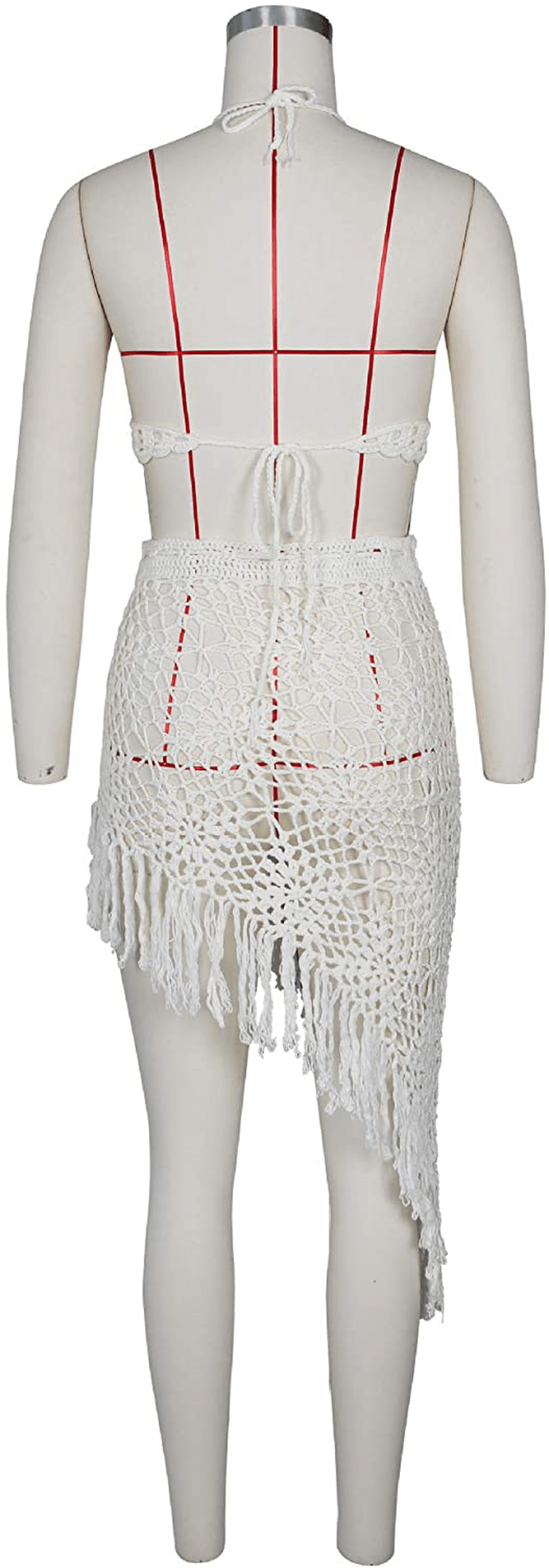 Acelyn Women'S Sexy Bathing Suit Handmade Crochet Tassel Bikini Cover up Swimsuit Summer Beach Dress Apparel & Accessories > Clothing > Swimwear Kylie Max   