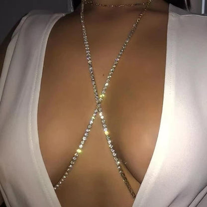 Acenail Boho Sexy Beach Body Chain Crystal Bikini Belt Chains Summer Rhinestone Bra Waist Body Jewelry for Women and Girls (Silver) Apparel & Accessories > Jewelry > Body Jewelry Acenail   