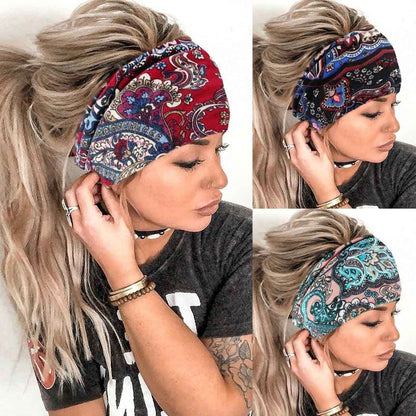 Aceorna Boho Headbands Wide Knot Hair Band Elastic Turban Head Band Stretch Leopard Twist Head Wraps Cloth Yoga Sweartband Fashion Hair Accessories for Women and Girls 3 Pcs (Set A) Apparel & Accessories > Clothing Accessories > Bandanas & Headties Aceorna Set F  