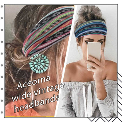 Aceorna Boho Headbands Wide Knot Hair Band Elastic Turban Head Band Stretch Leopard Twist Head Wraps Cloth Yoga Sweartband Fashion Hair Accessories for Women and Girls 3 Pcs (Set A) Apparel & Accessories > Clothing Accessories > Bandanas & Headties Aceorna   