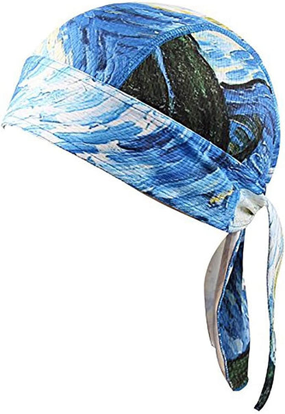 Beanie Skull Cap Quick Dry Adjustable Stretch Head Scarf Wrap Bandana Men Women Apparel & Accessories > Clothing Accessories > Bandanas & Headties HZQDLN Blue  