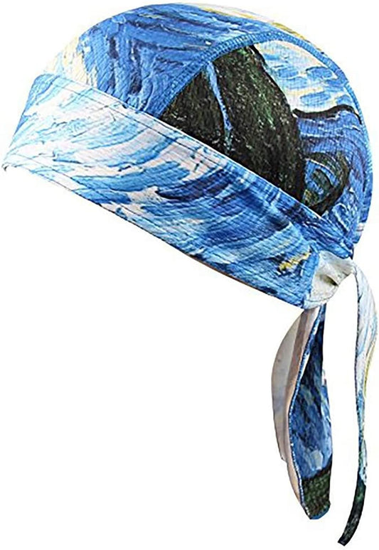 Beanie Skull Cap Quick Dry Adjustable Stretch Head Scarf Wrap Bandana Men Women Apparel & Accessories > Clothing Accessories > Bandanas & Headties HZQDLN Blue  