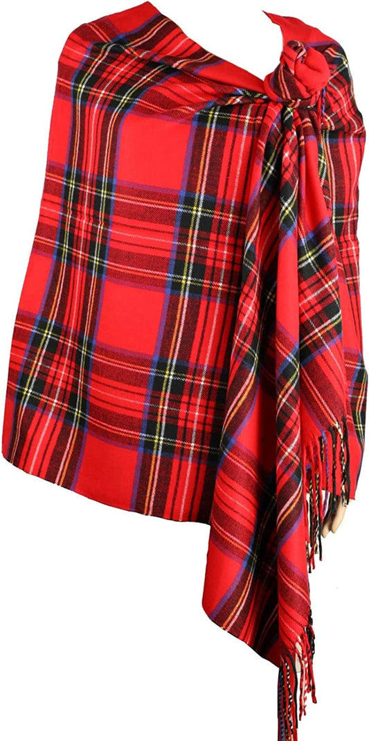 Achillea Long & Wide Scottish Clan Tartan Plaid Cashmere Feel Shawl Wrap Winter Warm Scarf 80" X 30" Apparel & Accessories > Clothing Accessories > Scarves & Shawls Achillea Red Tartan  