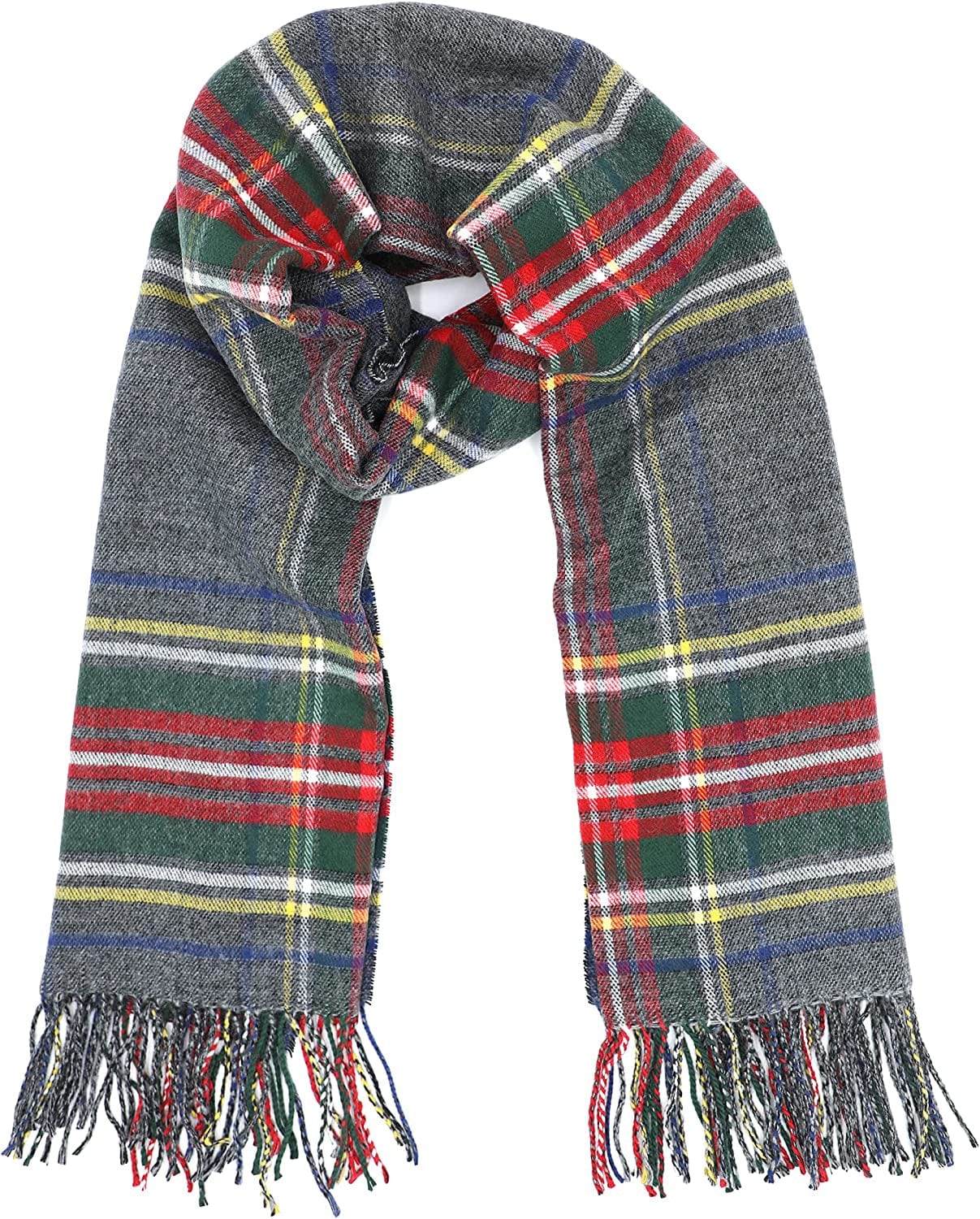 Achillea Long & Wide Scottish Clan Tartan Plaid Cashmere Feel Shawl Wrap Winter Warm Scarf 80" X 30" Apparel & Accessories > Clothing Accessories > Scarves & Shawls Achillea Heather Grey Tartan  
