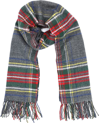 Achillea Long & Wide Scottish Clan Tartan Plaid Cashmere Feel Shawl Wrap Winter Warm Scarf 80" X 30" Apparel & Accessories > Clothing Accessories > Scarves & Shawls Achillea Heather Grey Tartan  