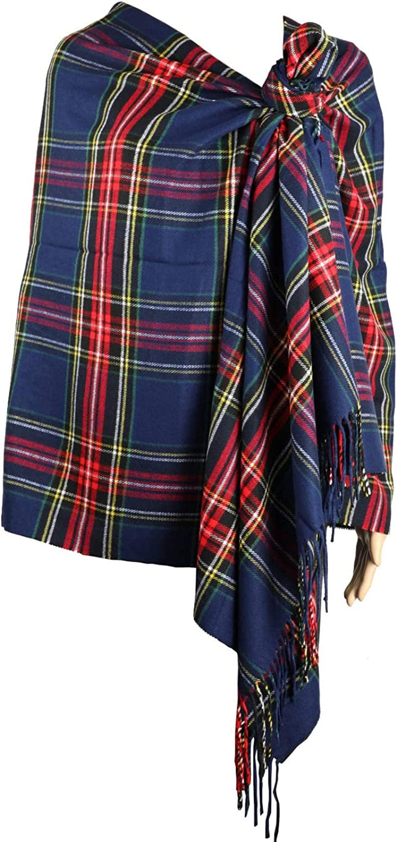 Achillea Long & Wide Scottish Clan Tartan Plaid Cashmere Feel Shawl Wrap Winter Warm Scarf 80" X 30" Apparel & Accessories > Clothing Accessories > Scarves & Shawls Achillea Navy Tartan  