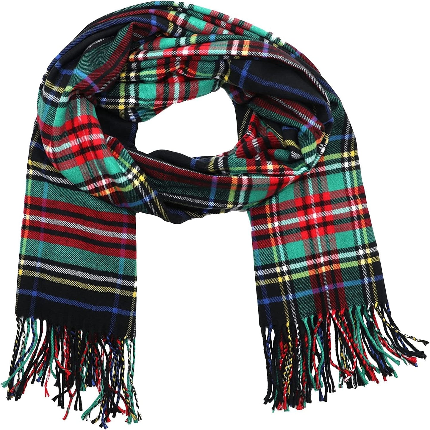 Achillea Long & Wide Scottish Clan Tartan Plaid Cashmere Feel Shawl Wrap Winter Warm Scarf 80" X 30" Apparel & Accessories > Clothing Accessories > Scarves & Shawls Achillea Black Tartan  