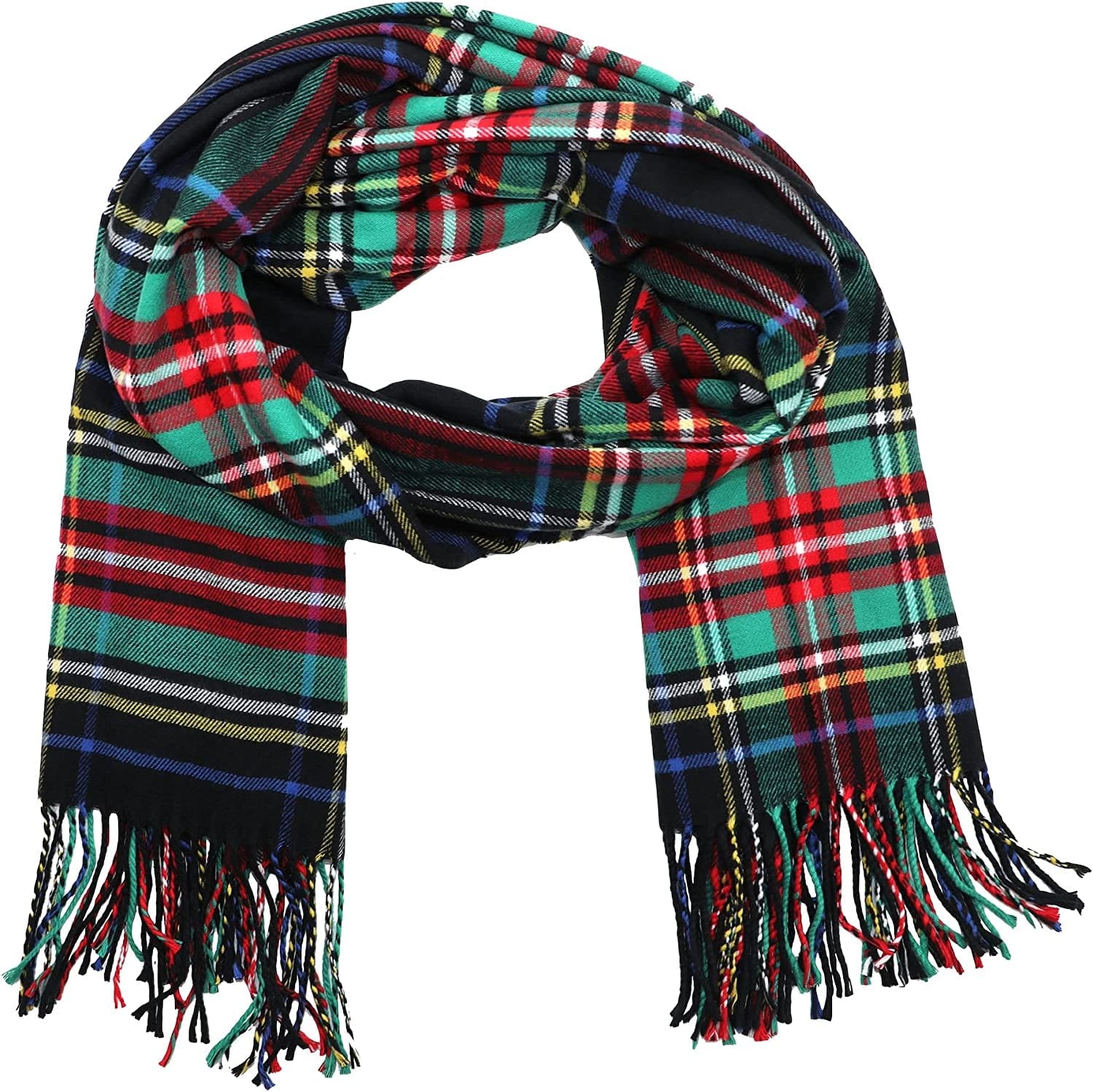 Achillea Long & Wide Scottish Clan Tartan Plaid Cashmere Feel Shawl Wrap Winter Warm Scarf 80" X 30" Apparel & Accessories > Clothing Accessories > Scarves & Shawls Achillea Black Tartan  