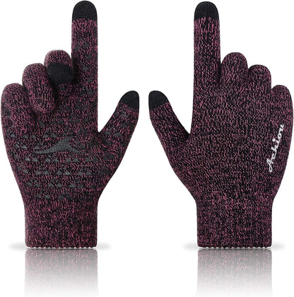 Achiou Winter Gloves for Men Women, Touch Screen Texting Warm Gloves with Thermal Soft Knit Lining,Elastic Cuff 3 Size Choice Apparel & Accessories > Clothing Accessories > Gloves & Mittens Achiou Rose Red Medium 