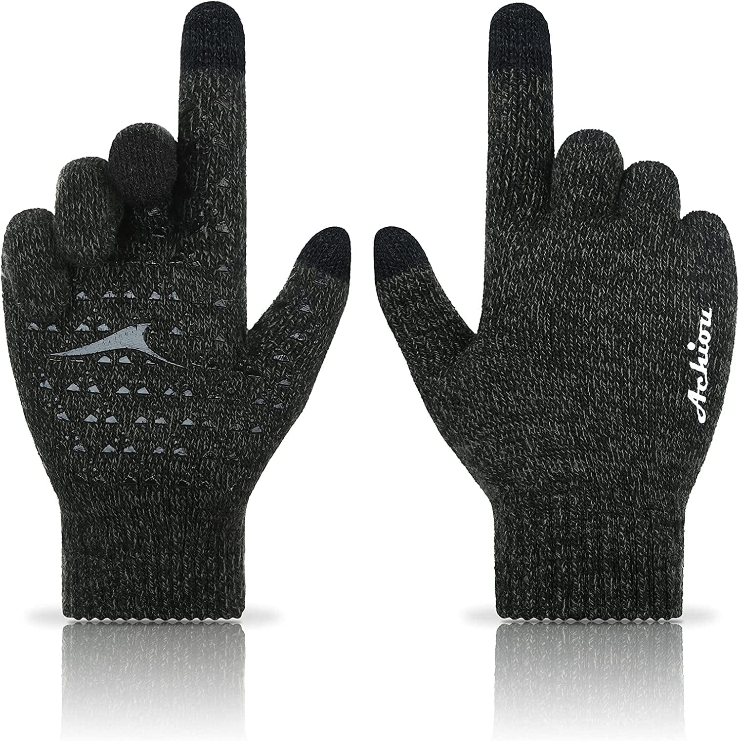 Achiou Winter Gloves for Men Women, Touch Screen Texting Warm Gloves with Thermal Soft Knit Lining,Elastic Cuff 3 Size Choice Apparel & Accessories > Clothing Accessories > Gloves & Mittens Achiou Military Green Medium 