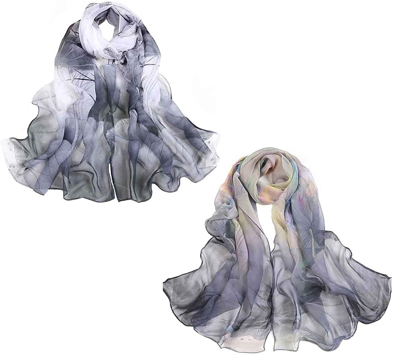 Acotavie 2 Pcs Scarfs for Women Lightweight Scarves Fashion Floral Print Shawls Holiday Gifts Scarf Apparel & Accessories > Clothing Accessories > Scarves & Shawls Acotavie A4  