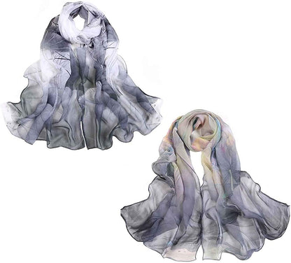 Acotavie 2 Pcs Scarfs for Women Lightweight Scarves Fashion Floral Print Shawls Holiday Gifts Scarf Apparel & Accessories > Clothing Accessories > Scarves & Shawls Acotavie A4  