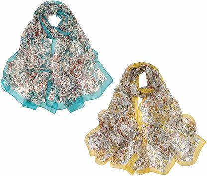 Acotavie 2 Pcs Scarfs for Women Lightweight Scarves Fashion Floral Print Shawls Holiday Gifts Scarf Apparel & Accessories > Clothing Accessories > Scarves & Shawls Acotavie Set 25  