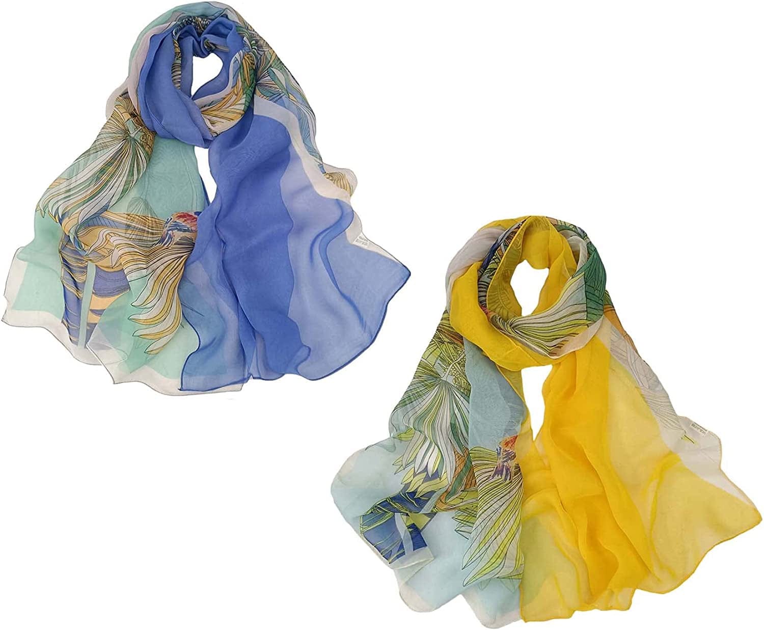 Acotavie 2 Pcs Scarfs for Women Lightweight Scarves Fashion Floral Print Shawls Holiday Gifts Scarf Apparel & Accessories > Clothing Accessories > Scarves & Shawls Acotavie Set 24  