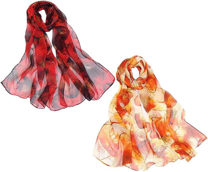 Acotavie 2 Pcs Scarfs for Women Lightweight Scarves Fashion Floral Print Shawls Holiday Gifts Scarf Apparel & Accessories > Clothing Accessories > Scarves & Shawls Acotavie A11  