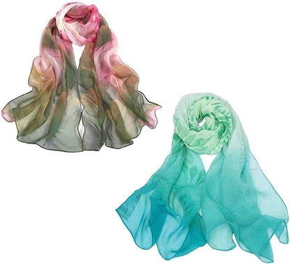 Acotavie 2 Pcs Scarfs for Women Lightweight Scarves Fashion Floral Print Shawls Holiday Gifts Scarf Apparel & Accessories > Clothing Accessories > Scarves & Shawls Acotavie A1  